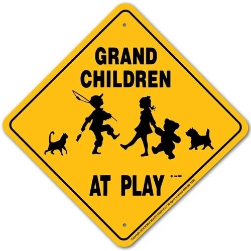 Grandchildren At Play Xing Sign Aluminum 12 in X 12 in #21702