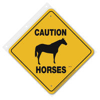 Horses (QH) Caution Sign Aluminum 12 in X 12 in #21328