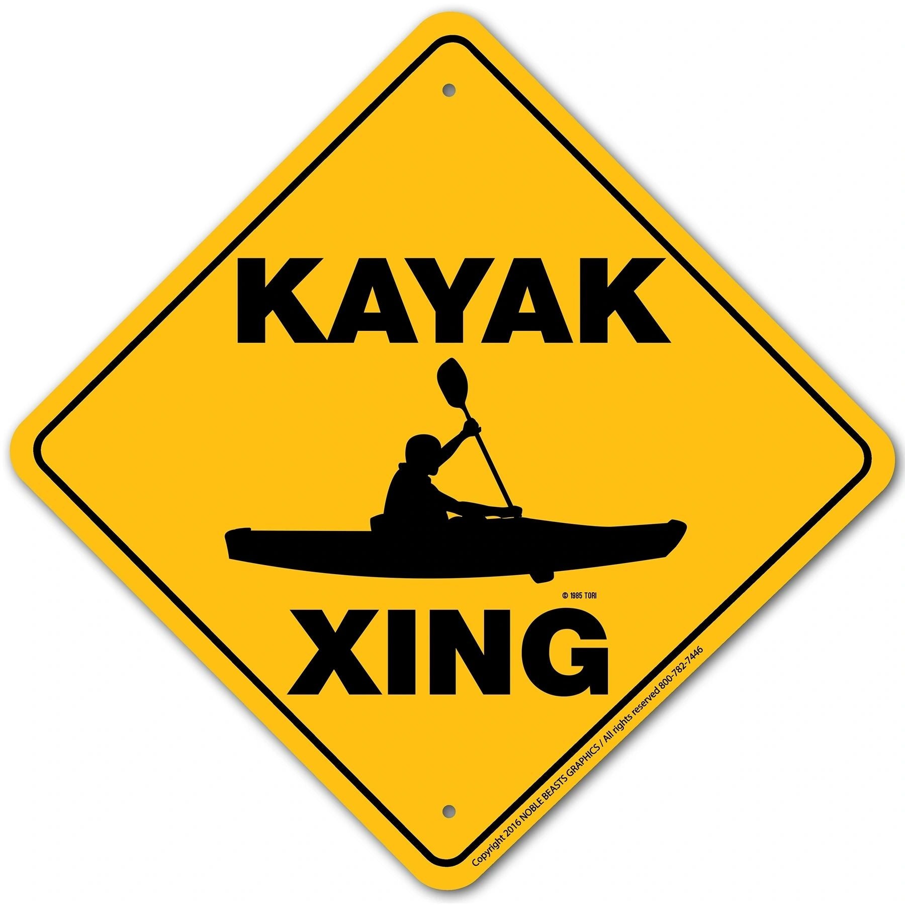 Kayak Xing Sign Aluminum 12 in X 12 in #203KA