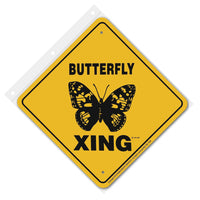 Butterfly Xing Sign Aluminum 12 in X 12 in #20819