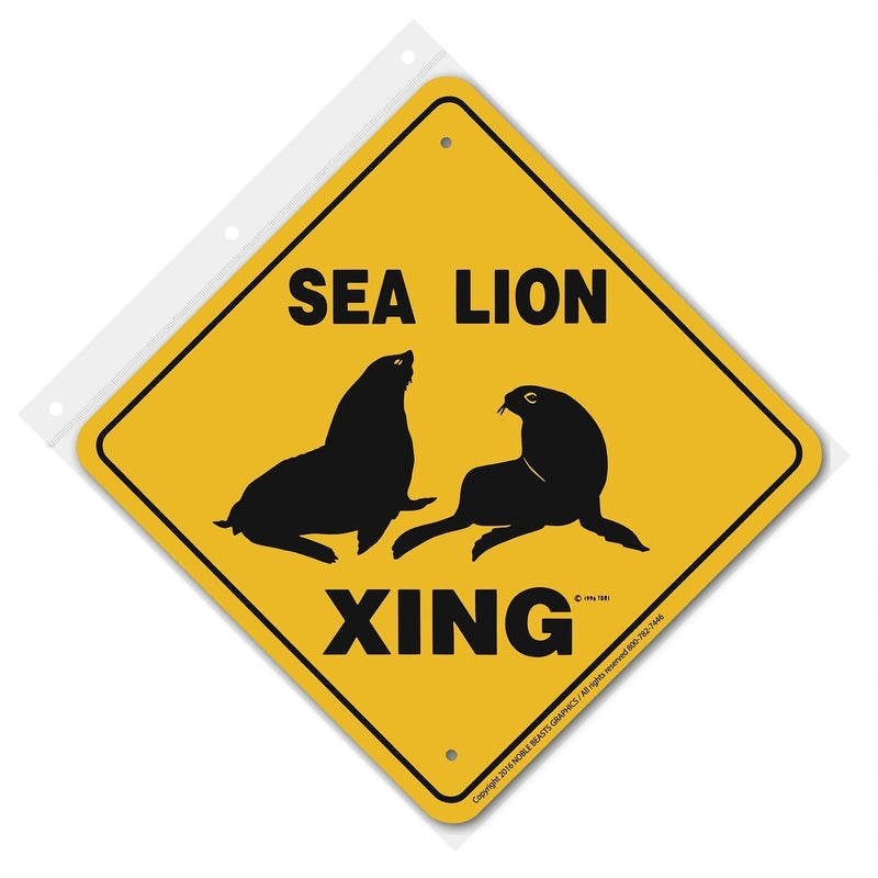 Sea Lion Xing Sign Aluminum 12 in X 12 in #20845