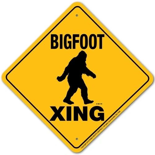 Bigfoot Xing Sign Aluminum 12 in X 12 in #20BFT