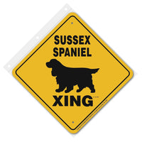 Sussex Spaniel Xing Sign Aluminum 12 in X 12 in #20634
