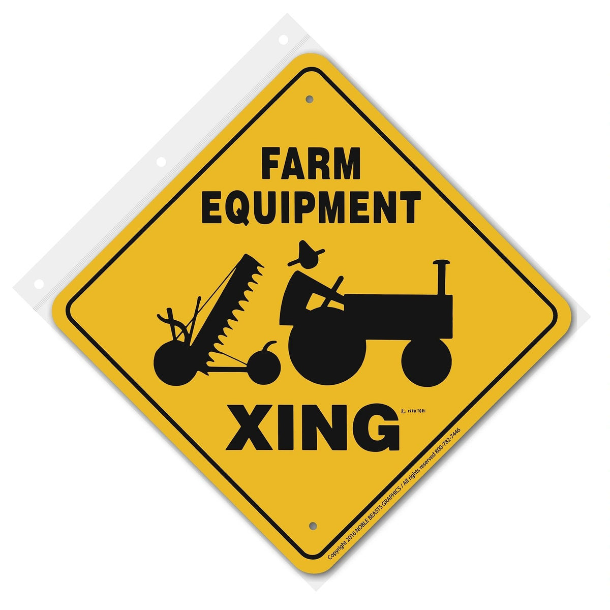 Farm Equipment Xing Sign Aluminum 12 in X 12 in #20604