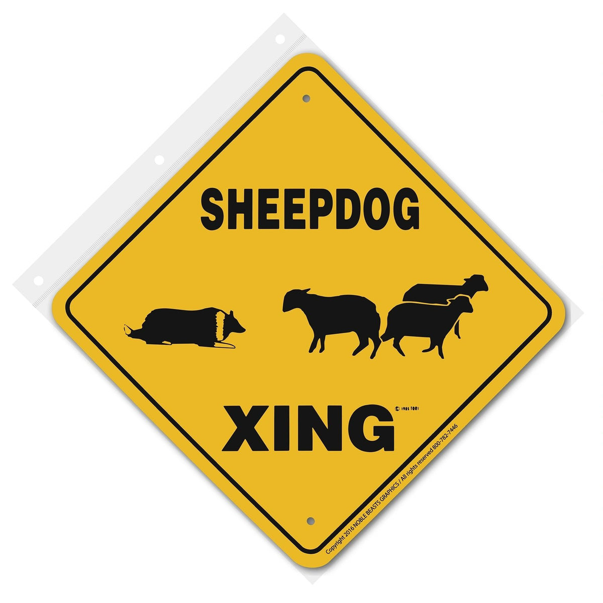 Sheepdog Xing Sign Aluminum 12 in X 12 in #20388