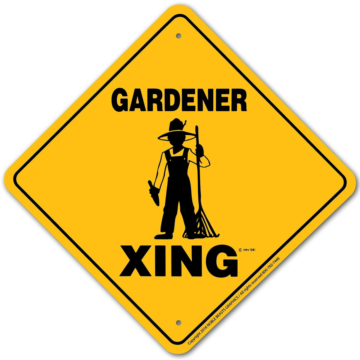 Gardener (Male) Xing Sign Aluminum 12 in X 12 in #20796