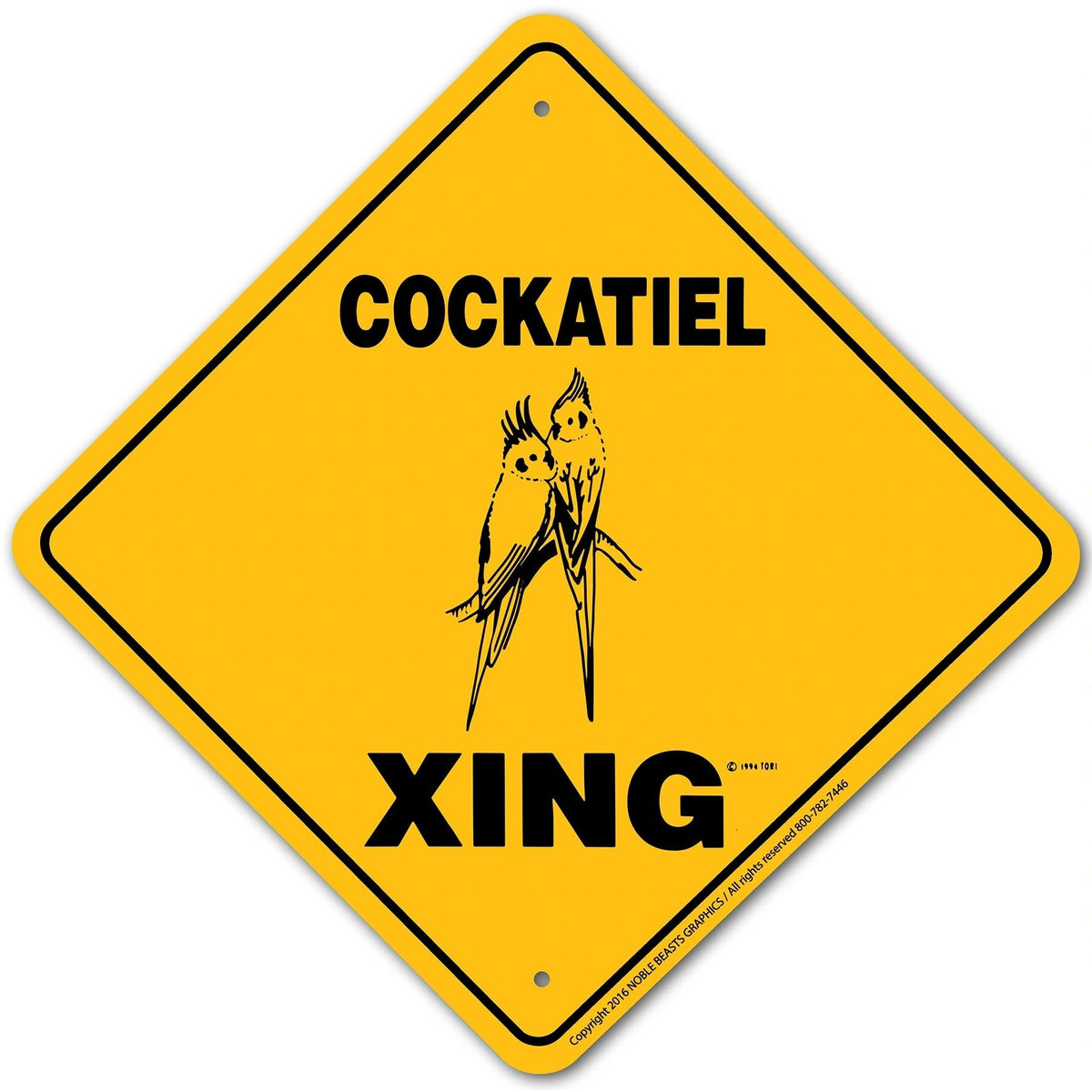 Cockatiel Xing Sign Aluminum 12 in X 12 in #20799