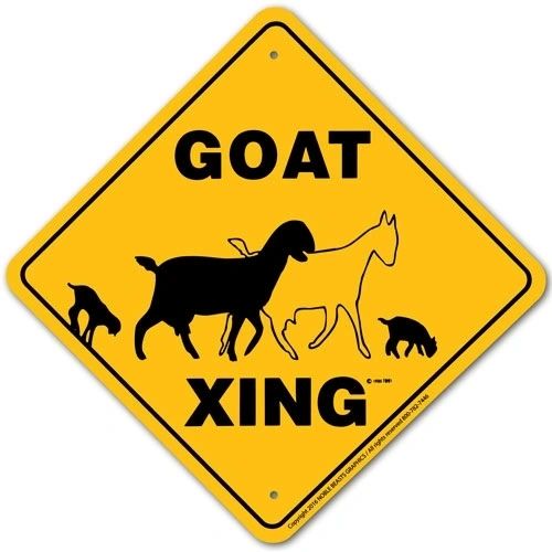 Goat Xing Sign Aluminum 12 in X 12 in #20376